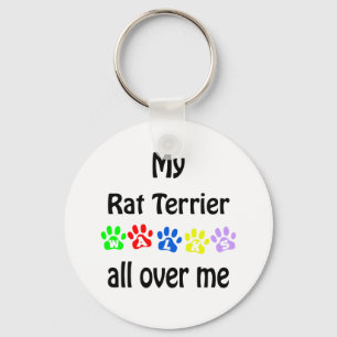 Rat Terrier Walks Design Keychain