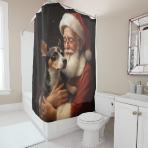 Rat Terrier With Santa Claus Festive Christmas 