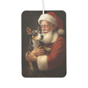 Rat Terrier With Santa Claus Festive Christmas  Air Freshener