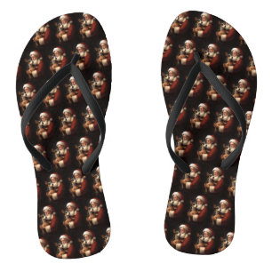 Rat Terrier With Santa Claus Festive Christmas  Flip Flops