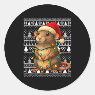 Rat Ugly Christmas Santa Costume Family Xmas Women Classic Round Sticker