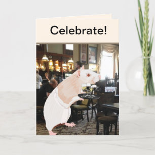 Rat Waiter Surreal Celebrate Holiday Card