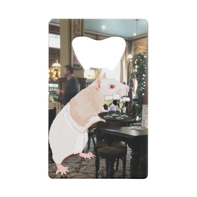 Rat Waiter surreal  Credit Card Bottle Opener (Front)