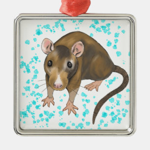 Rat Watercolour Metal Ornament