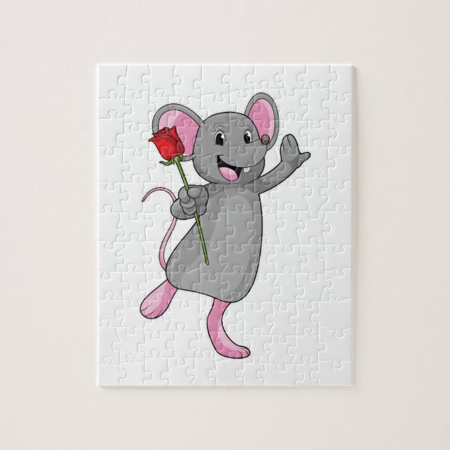 Rat with Rose Flower Jigsaw Puzzle (Vertical)