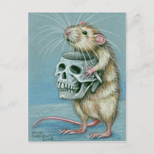 Rat with Skull Halloween Postcard (Front)