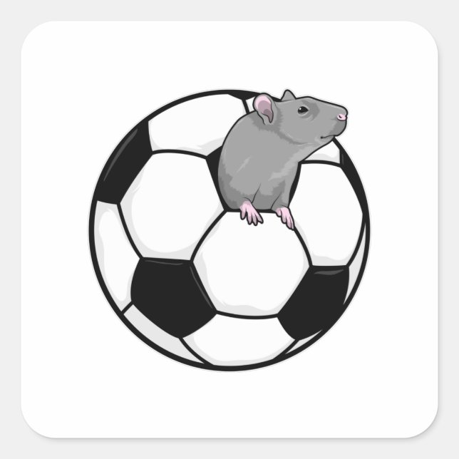 Rat with Soccer ball Square Sticker (Front)