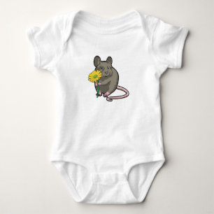 Rat with yellow Flower Baby Bodysuit