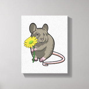 Rat with yellow Flower Canvas Print