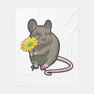 Rat with yellow Flower Fleece Blanket