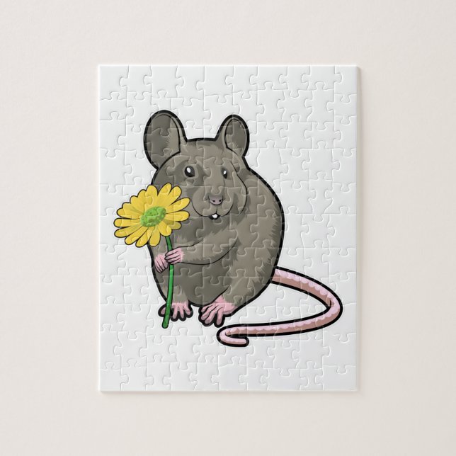 Rat with yellow Flower Jigsaw Puzzle (Vertical)