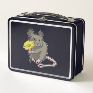 Rat with yellow Flower Metal Lunch Box