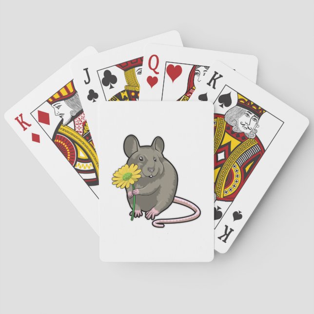 Rat with yellow Flower Playing Cards (Back)