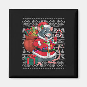Rat Xmas Sweater Style Ugly Santa Rat Christmas  Magnet