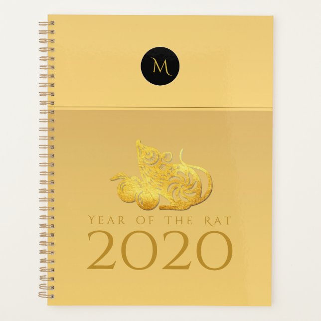 Rat Year 2020 fruits Elegant Monogram Planner (Front)