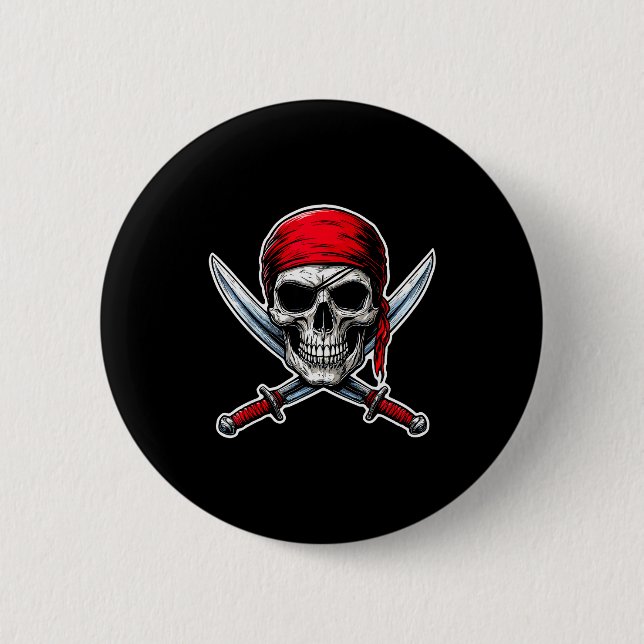Rate Flag Skull And Crossbones Skeleton Costume Ha 2 Inch Round Button (Front)