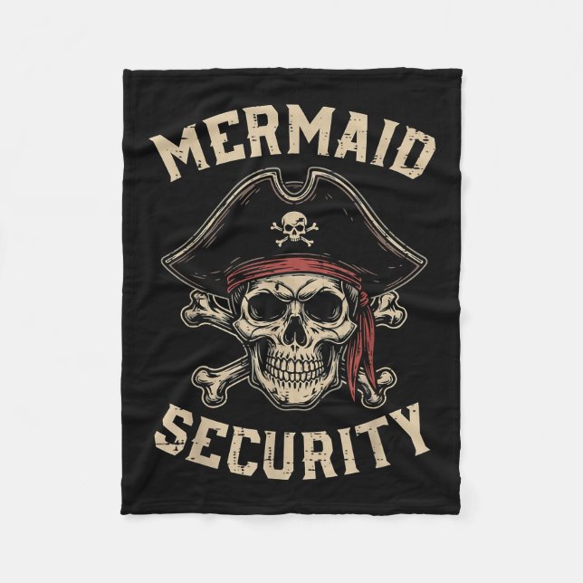 Rate Mermaid Security Funny Skull Costume Dad Men  Fleece Blanket (Front)