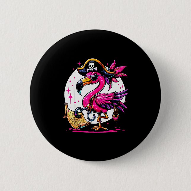 Rate Nk Flamingo Halloween Party - Jolly Roger  2 Inch Round Button (Front)