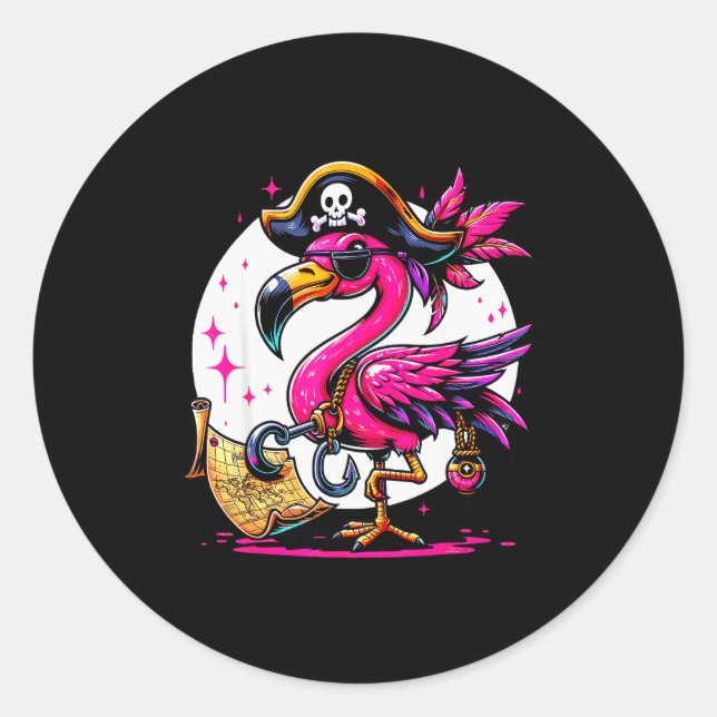 Rate Nk Flamingo Halloween Party - Jolly Roger  Classic Round Sticker (Front)