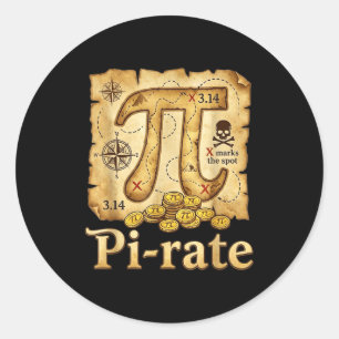 Rate pirate day 314 math math pie pun men boys classic round sticker