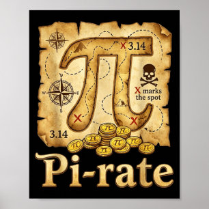 Rate pirate day 314 math math pie pun men boys poster