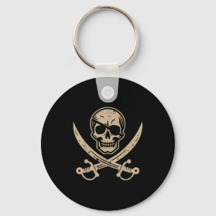 Rate Skull Eyepatch Crossed Swords Vintage Men Wom Keychain