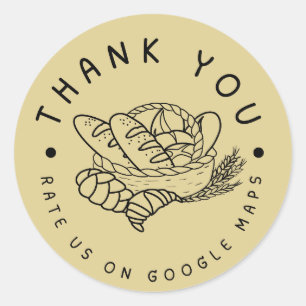 Rate us on Google Bread Bakery Shop Thank You Classic Round Sticker