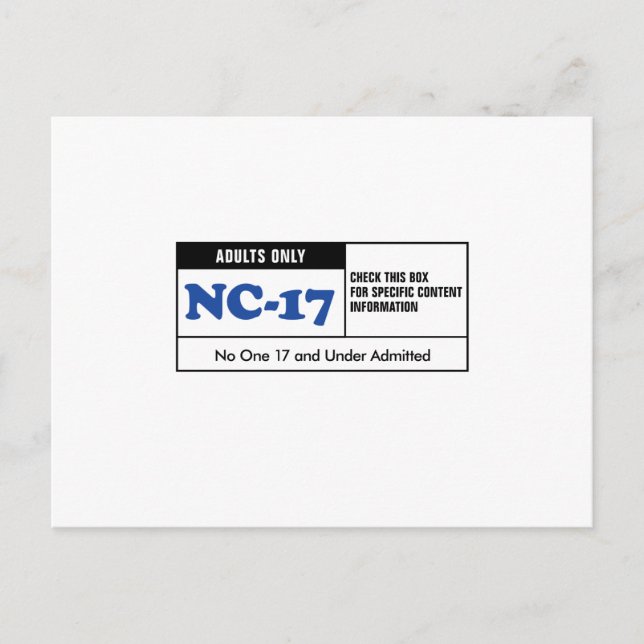 Rated NC-17 Postcard (Front)
