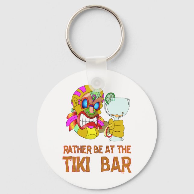 Rather be at the Tiki Bar TIKI Mask Keychain (Front)