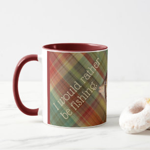 Rather Be Fishing Plaid#1 Red Mug