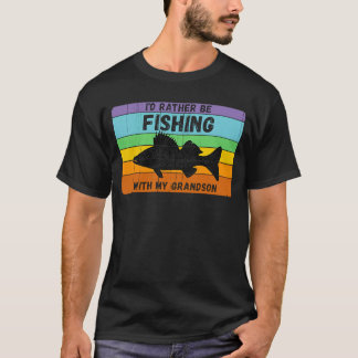 Rather Be Fishing With Grandson Vintage Grandpa Fi T-Shirt