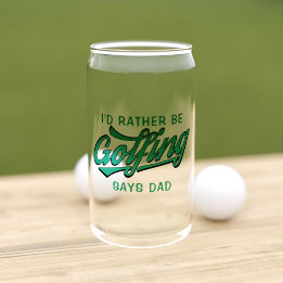 Rather Be Golfing Says Dad Golfer Monogrammed Can Glass