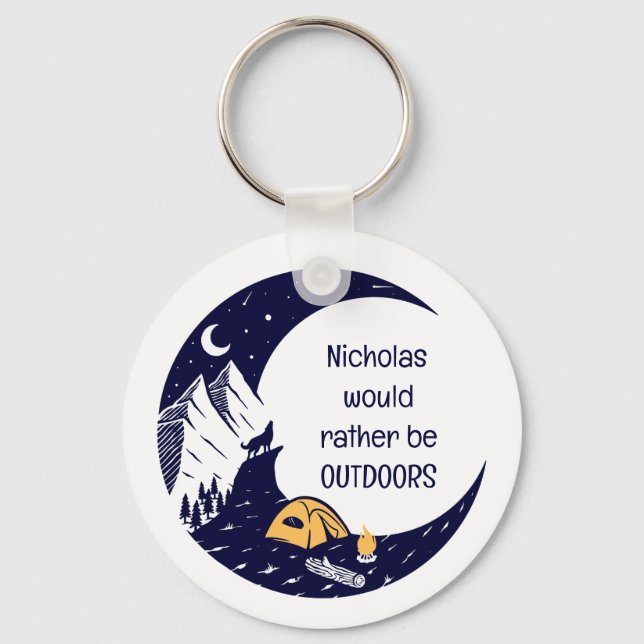 Rather Be Outdoors Personal Name Custom Keychain (Front)