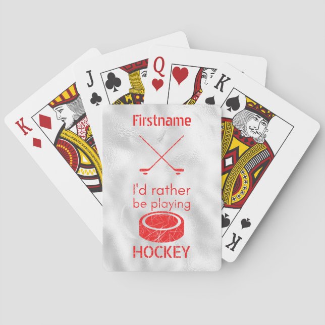 Rather be playing - red ice hockey playing cards (Back)