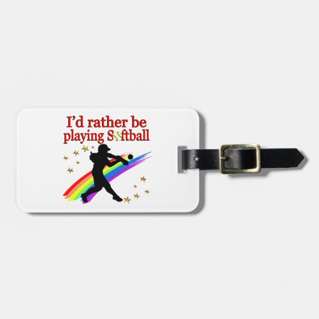 RATHER BE PLAYING SOFTBALL LUGGAGE TAG (Front Horizontal)