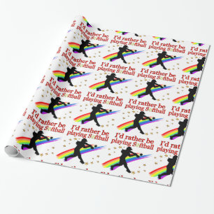 RATHER BE PLAYING SOFTBALL WRAPPING PAPER
