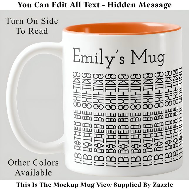 Rather Be Quilting & Name 154BW Hidden Message  Two-Tone Coffee Mug (Creator Uploaded)
