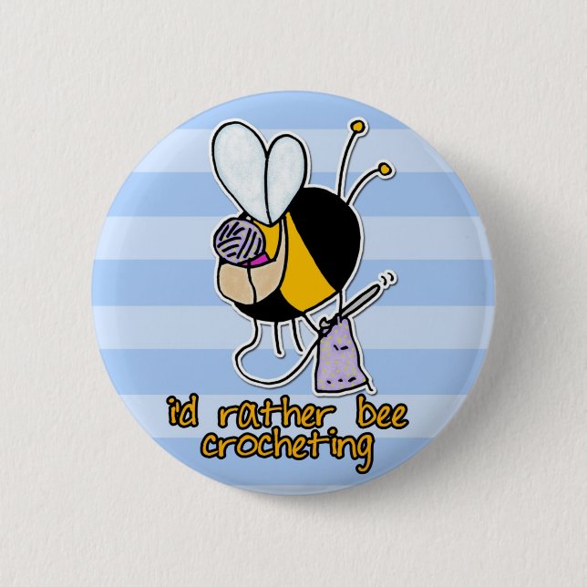 rather bee crocheting 2 inch round button (Front)