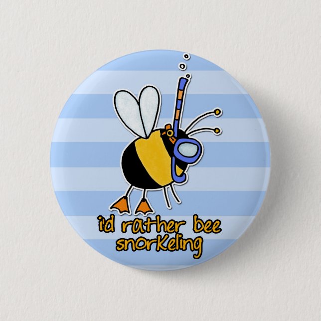 rather bee snorkelling 2 inch round button (Front)