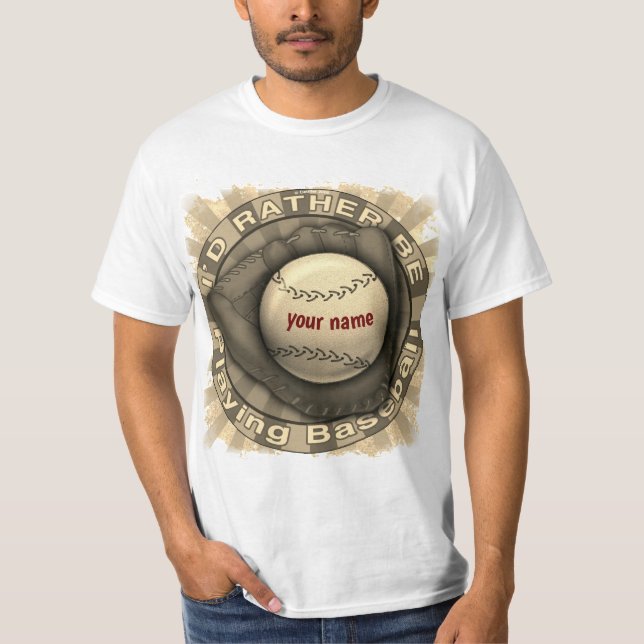 Rather Play Baseball  T-Shirt (Front)