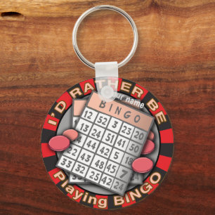 Rather Play Bingo  Keychain