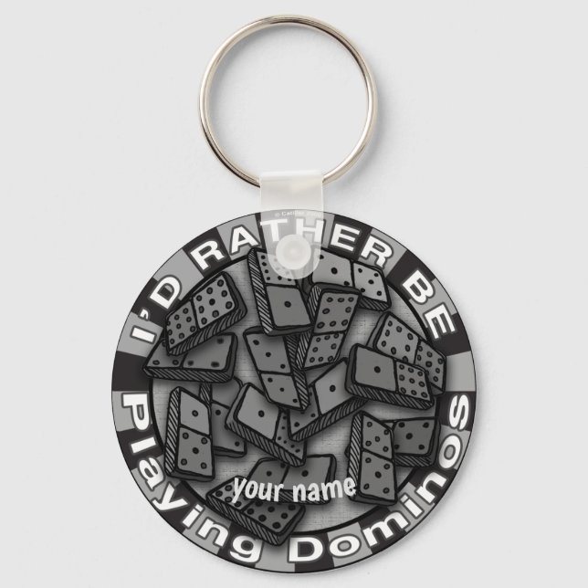 Rather Play Dominoes Keychain (Front)