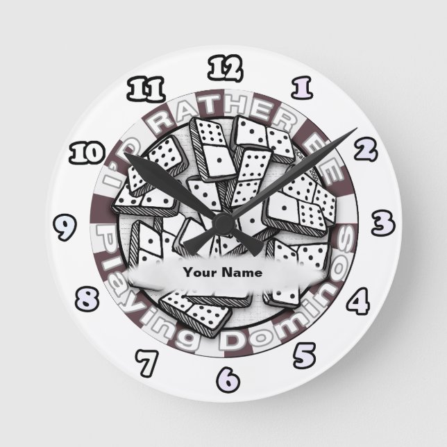 Rather Play Dominoes Round Clock (Front)