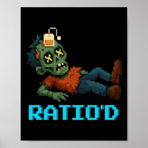 Ratio’d Pixelated Zombie Gamer Teag Npc Halloweeen Poster