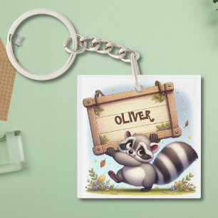Raton laveur mignon avec plaque de nom personnalis
