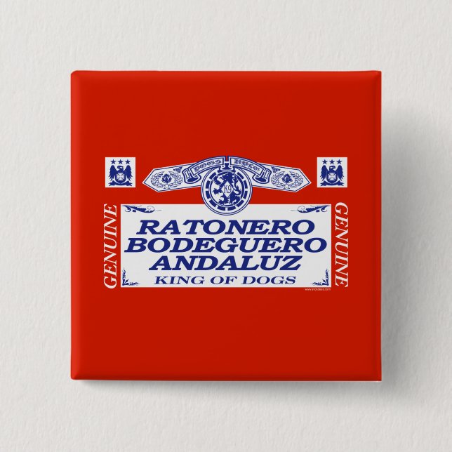Ratonero Bodeguero Andaluz 2 Inch Square Button (Front)