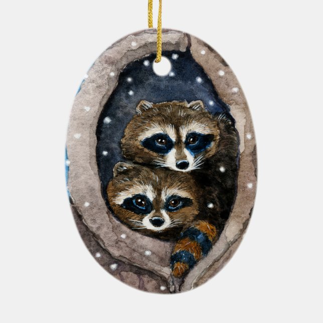Ratons laveurs et ornement mignons de Noël de (Dos)