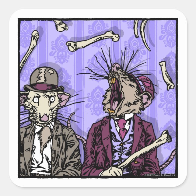 Rats and Bones - Pop Goth Nightmare Surreal Square Sticker (Front)