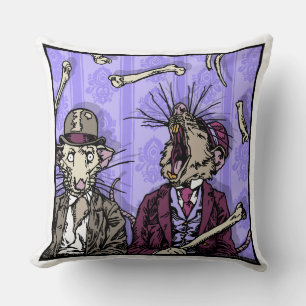 Rats and Bones - Pop Goth Nightmare Surreal Square Throw Pillow