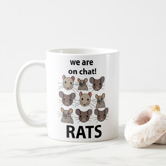 Rats Animal We Are On Chat Funny Rats Coffee Mug (With Donut)